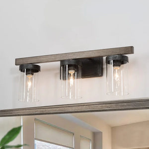 Modern Farmhouse 3-light Linear Bathroom Vanity Lights Rustic Glass Wall Sconces - L 21.7'' * W 5.5'' * H 8.5''