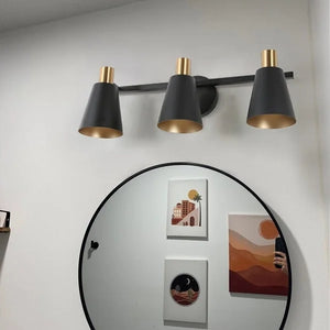 Modern Farmhouse 3-light Dome Dimmable Bathroom Vanity Lights Black Metal Cone Wall Sconces