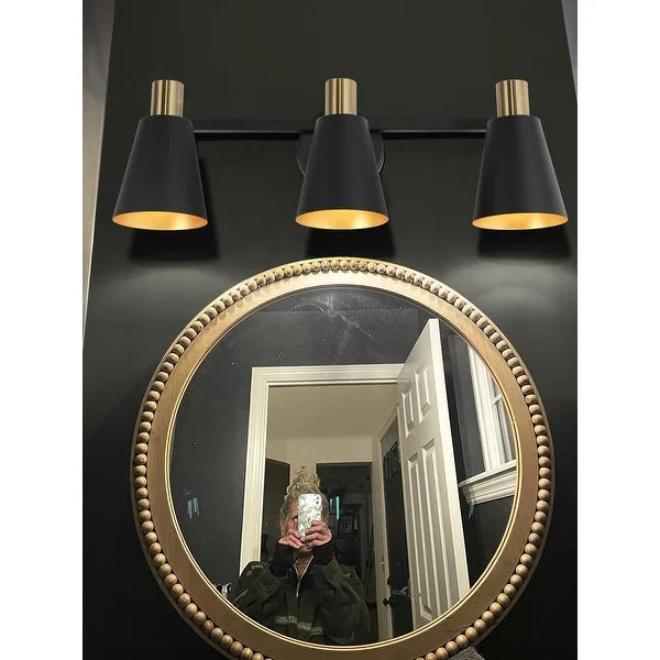 Modern Farmhouse 3-light Dome Dimmable Bathroom Vanity Lights Black Metal Cone Wall Sconces