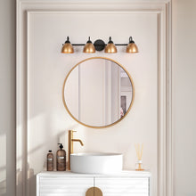 Modern Farmhouse Black Gold 4-light Bathroom Vanity Light with Metal Shade - L 30.5" * W 7" * H 7"