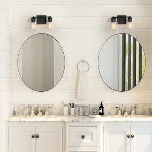 Cionar Modern Farmhouse Black 4/3-light Bathroom Vanity Lights Cylinder Glass Wall Sconces