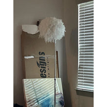 Modern Floor Lamp with White Feather Shade Chrome Metal Finish - L:15 in. x W:15 in. x H:69 in.