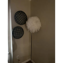 Modern Floor Lamp with White Feather Shade Chrome Metal Finish - L:15 in. x W:15 in. x H:69 in.