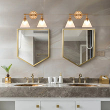 Coney Modern Glam 3-Light Gold Linear Bathroom Vanity Lights Frosted-glass Wall Sconces