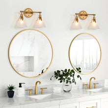 Coney Modern Glam 3-Light Gold Linear Bathroom Vanity Lights Frosted-glass Wall Sconces