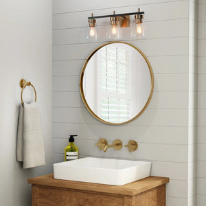 Marsie Modern Farmhouse 3-light Bathroom Vanity Lights Gold Black Wall Sconces - L 22"xW 7.1"xH 8.7"