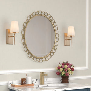 Modern 3-Light Gold Bathroom Vanity Light Fabric Wall Sconce for Powder Room