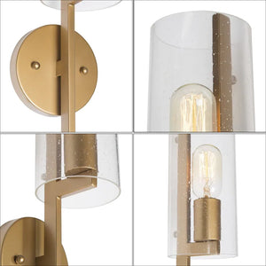 Modern Contemporary Gold 1-light Long Bar Bathroom Vanity Light Glass Wall Sconce