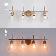 Modern 3/2-light Gold Bathroom Vanity Lights Dimmable Wall Sconces with Clear Glass Shade