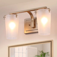 Modern Gold 2-light Bathroom Vanity Lights Frosted Glass Wall Sconces - L14" x W7.5" x H8"