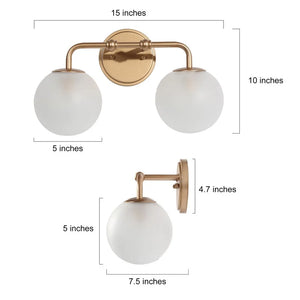 Siya Modern 3/2/1 Frosted Glass Bathroom Vanity Lights Romantic Gold Statement Wall Sconces