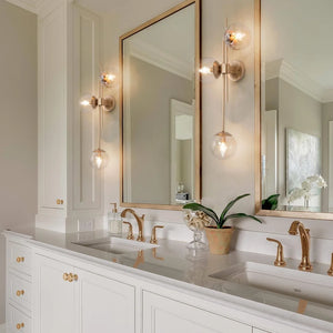 Modern Gold 3-Light Unique Bathroom Vanity Lights Orb Glass Wall Sconces - L30.5"xW8"xH12.2"