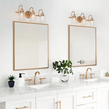 Modern Bathroom Vanity Light Gold 3-Light Seeded Glass Wall Sconces Dimmable - Brass Gold - L 21"xW 9"xH 8"