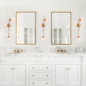 Modern Gold 3-Light Unique Bathroom Vanity Lights Orb Glass Wall Sconces - L30.5"xW8"xH12.2"