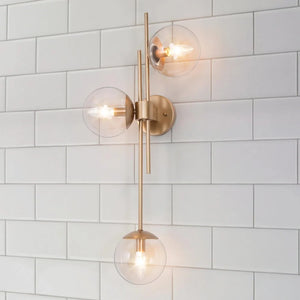 Modern Gold 3-Light Unique Bathroom Vanity Lights Orb Glass Wall Sconces - L30.5"xW8"xH12.2"