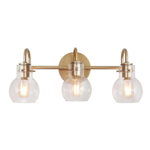 Bela Modern Gold 3-light Bathroom Vanity Light Globe Glass Wall Sconces - L22"x W7"x H9"