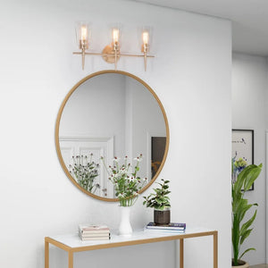 Modern 3/2-light Gold Bathroom Vanity Lights Dimmable Wall Sconces with Clear Glass Shade