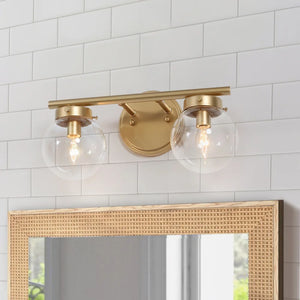 Rella Modern Bathroom Vanity Light Orb Glass Dimmable Wall Sconces for Powder Room