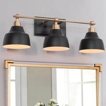 Modern Gold Black 3-Light Metal Cone Bathroom Vanity Lights for Powder Room - L24.5"x W 7"x H 8" -  Black&Gold