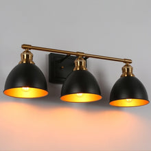 Tetty Modern Industrial Black Gold Bathroom Vanity Light 3-Light Metal Wall Sconces for Powder Room