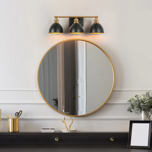 Tetty Modern Industrial Black Gold Bathroom Vanity Light 3-Light Metal Wall Sconces for Powder Room