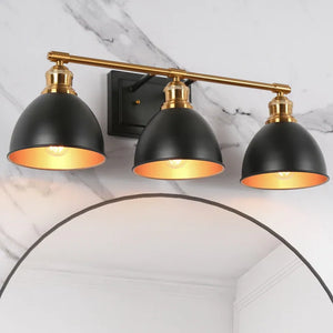 Tetty Modern Industrial Black Gold Bathroom Vanity Light 3-Light Metal Wall Sconces for Powder Room