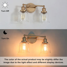 Ciare Modern Wall Sconce Bathroom Vanity Lights Gold Bell Dimmable Glass Shade - L 15"x W 7"x H 10"