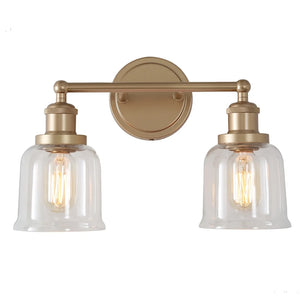 Ciare Modern Wall Sconce Bathroom Vanity Lights Gold Bell Dimmable Glass Shade - L 15"x W 7"x H 10"
