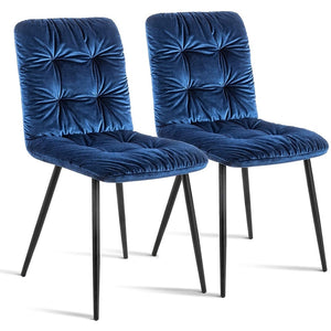 Mcombo Modern Dining Chairs Set of 2 Velvet Chairs Mid-Century Side Chairs for Kitchen Living Bedroom