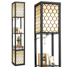 Modern Shelf Freestanding Floor Lamp with Double Lamp Pull Chain and Foot Switch - 10" x 10" x 62"(L x W x H)