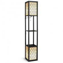 Modern Shelf Freestanding Floor Lamp with Double Lamp Pull Chain and Foot Switch - 10" x 10" x 62"(L x W x H)