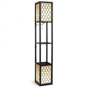 Modern Shelf Freestanding Floor Lamp with Double Lamp Pull Chain and Foot Switch - 10" x 10" x 62"(L x W x H)