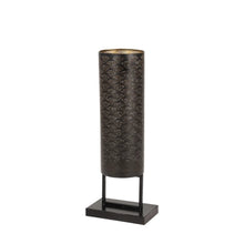 Modern Style Large Black Cylinder Metal Lantern with Pierced Metal Boho Pattern on Metal Base 10 x 27 - Brown - 10 x 7 x 27