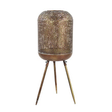 Modern Style Round Gold Metal Floor Lantern with Pierced Metal Pattern 12 x 32 - Brown - 12 x 12 x 32Round