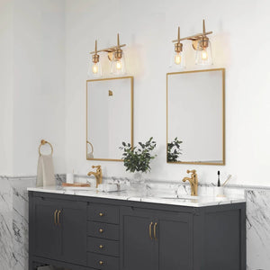 Ciare Modern Wall Sconces Rose Gold Bathroom Vanity Light with Clear Glass Shade - Rose Gold - L 13"x W 6"x H 11"