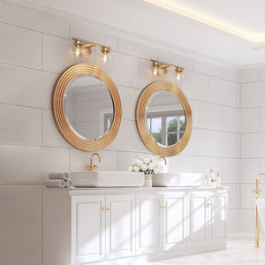 Ciare Mid-century Modern Gold Bathroom Vanity Light 2-light LED with Globe Glass Wall Sconces - L 14"x W 6.5"x H 8"