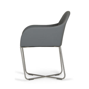 Modrest Sweeny Modern Grey Leatherette Arm Dining Chair