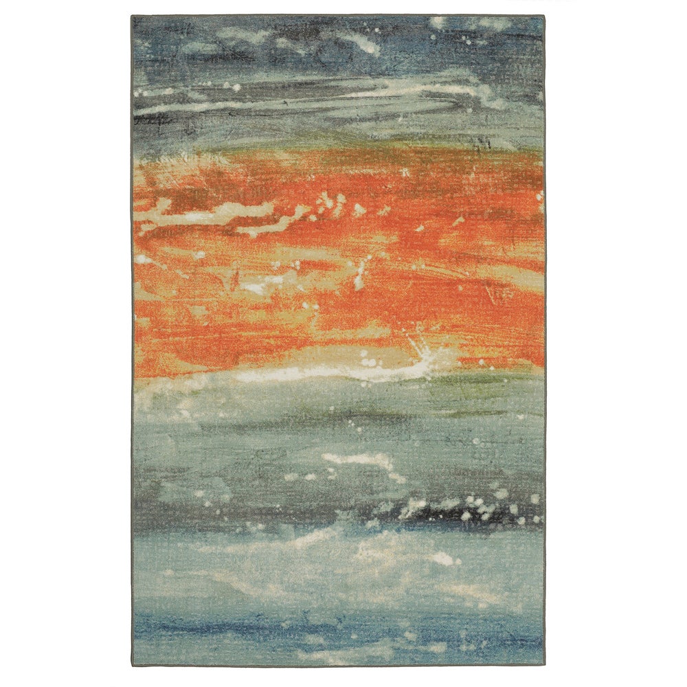 Home Abstract Seascape Soft Area Rug Teal/Orange