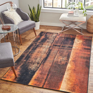 Modern Home Rust Burn Soft Orange Black Area Rug