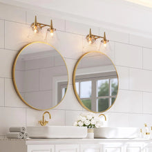 Mola Mid-century Modern 2-Light Bathroom Vanity Light Gold Metal Wall Sconces with Glass Shade - L 14.2"* W 7.9"* H 9"