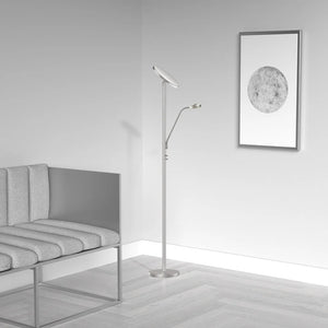 Mother & Son LED Floor Lamp, Satin Nickel Finish