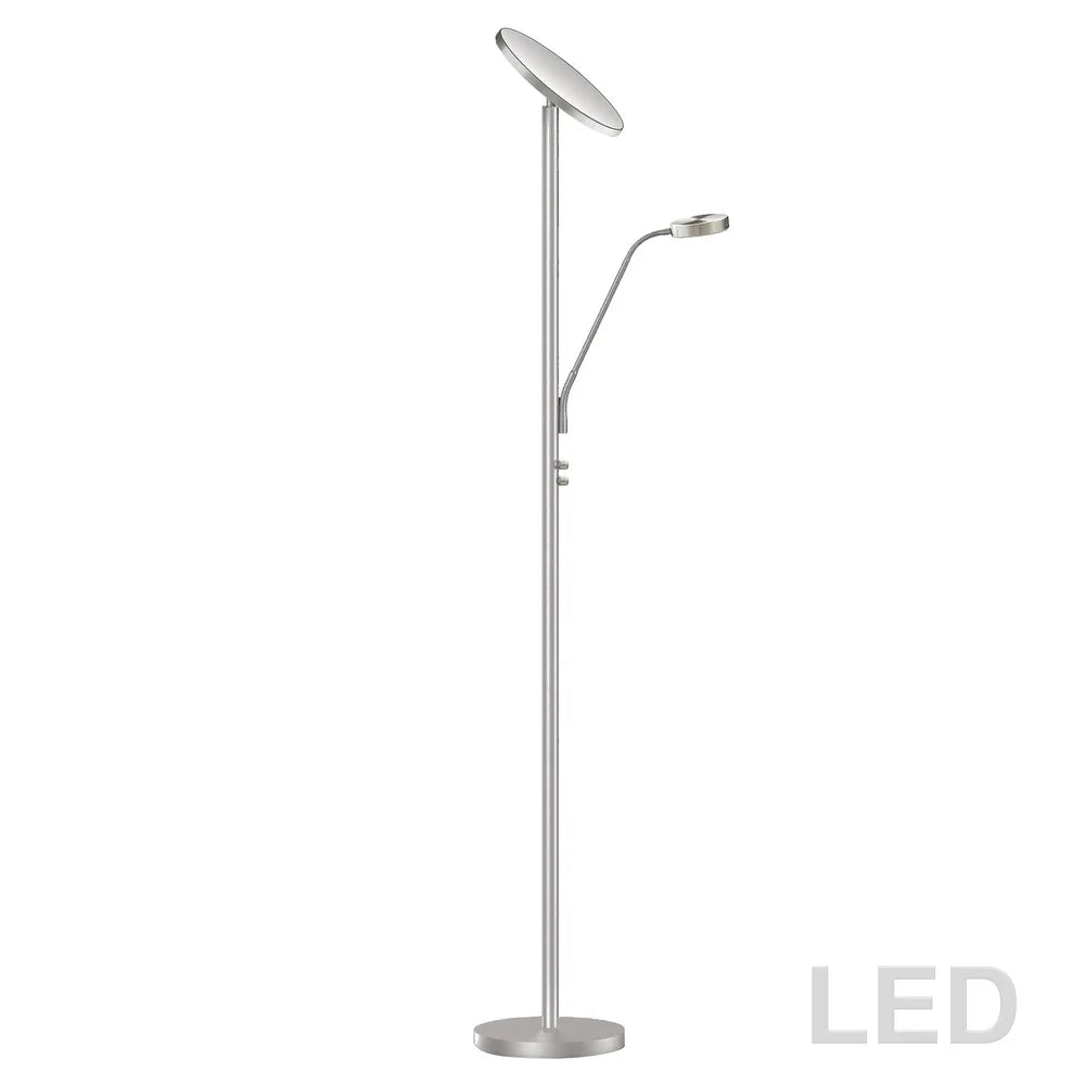 Mother & Son LED Floor Lamp, Satin Nickel Finish