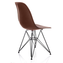 Nature Series Brown Wood Grain DSR Mid-Century Modern Dining Accent Side Chair with Black Eiffel Steel Leg