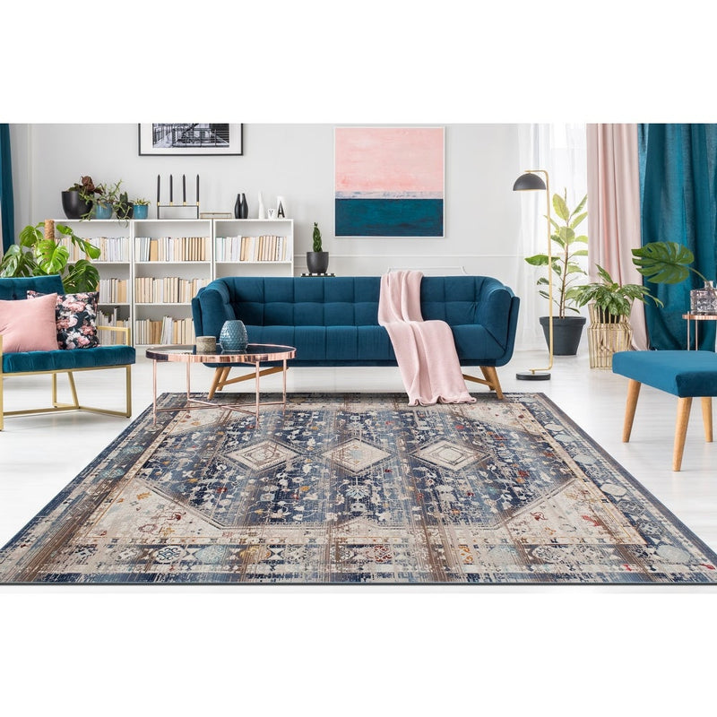 Noori Rug Webster Low-Pile Greg Rug - 7'10 x 10'0 - Blue/Ivory