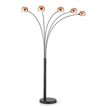 Orbs Copper-finish 5-light Dimmable Arch Floor Lamp