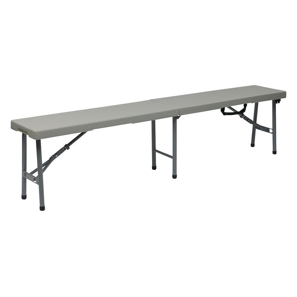 OS Home and OfficeModel 6' Fold in Half Bench. Durable Construction. Powder Coated Tubular Frame.