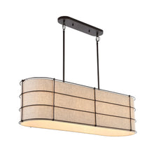 Oakley 42" 4-Light Rustic Farmhouse Iron Linear LED Pendant, Oil Rubbed Bronze by JONATHAN Y - 4 Light