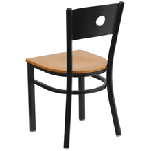 Offex Black Circle Back Metal Restaurant Chair with Natural Wood Seat - N/A