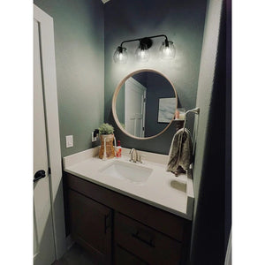 Olia Mid-Century Modern Black Seeded Glass Linear Dimmable Bathroom Vanity Light