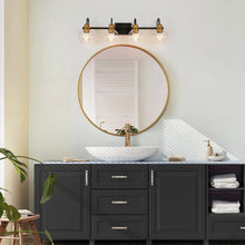 Olia Modern Brass Black 3/4/5-Light Bathroom Vanity Lights Clear Glass Wall Sconces